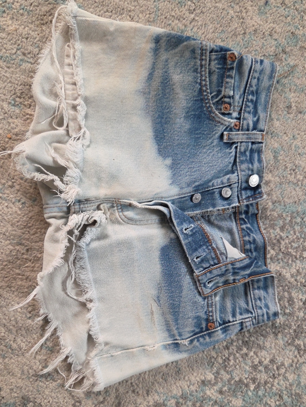Levi's Light Blue Ombre Distressed Denim Cutoff Shorts